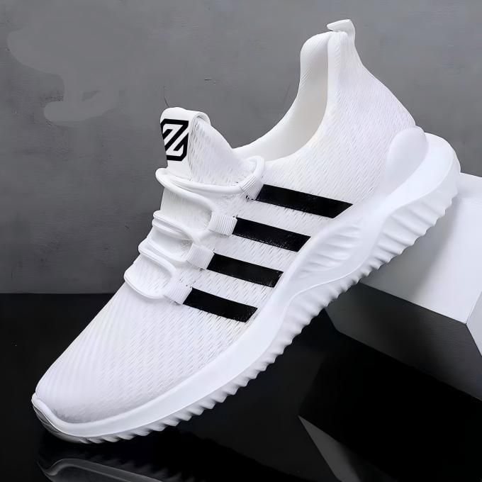 Men's Breathable Anti-Slip Running Sneakers – Lightweight White